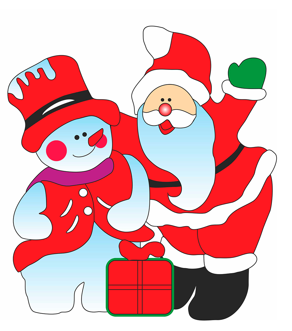 Панно Большое световое из дюралайта Дед Мороз со снеговиком и подарком 150см